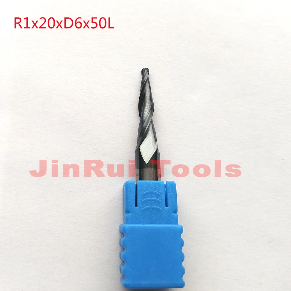 Концевые фрезы с коническим шариком и карбидным покрытием 1 шт. R1 * D6 20 50L 2F HRC55|ball