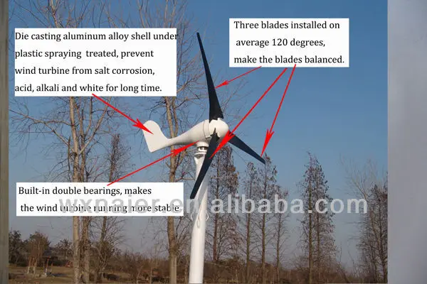 Ветрогенератор типа горизонтальная ось ветротурбинный генератор 200 Вт|wind turbine