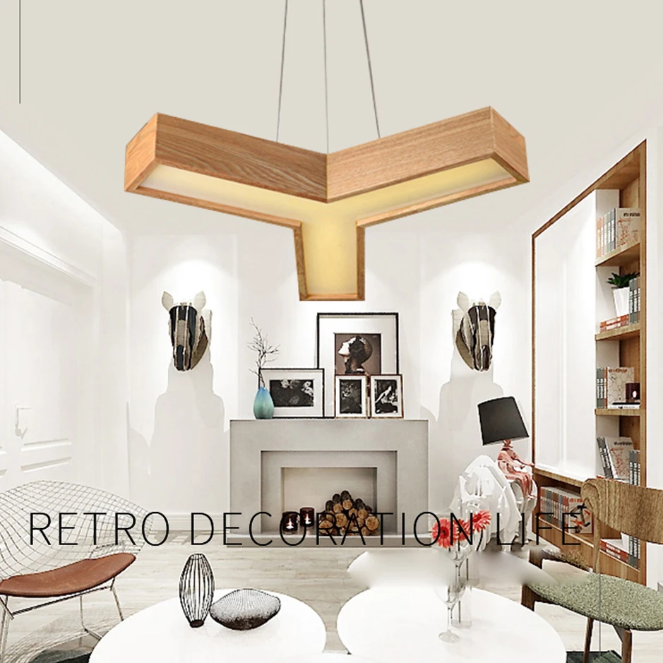 Лампа для столовой в японском стиле подвесной светильник из ветрового дерева