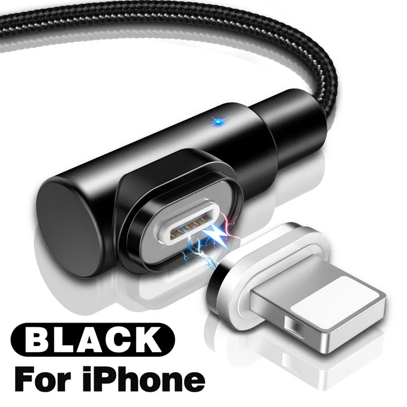 Black iphone 1 M/2 M 3A Магнитный кабель для быстрой зарядки и передачи данных для samsung S9 S10 huawei P30 pro P20 Xiaomi Mi9 для type C/USB C Micro USB - Цвет: Black iphone