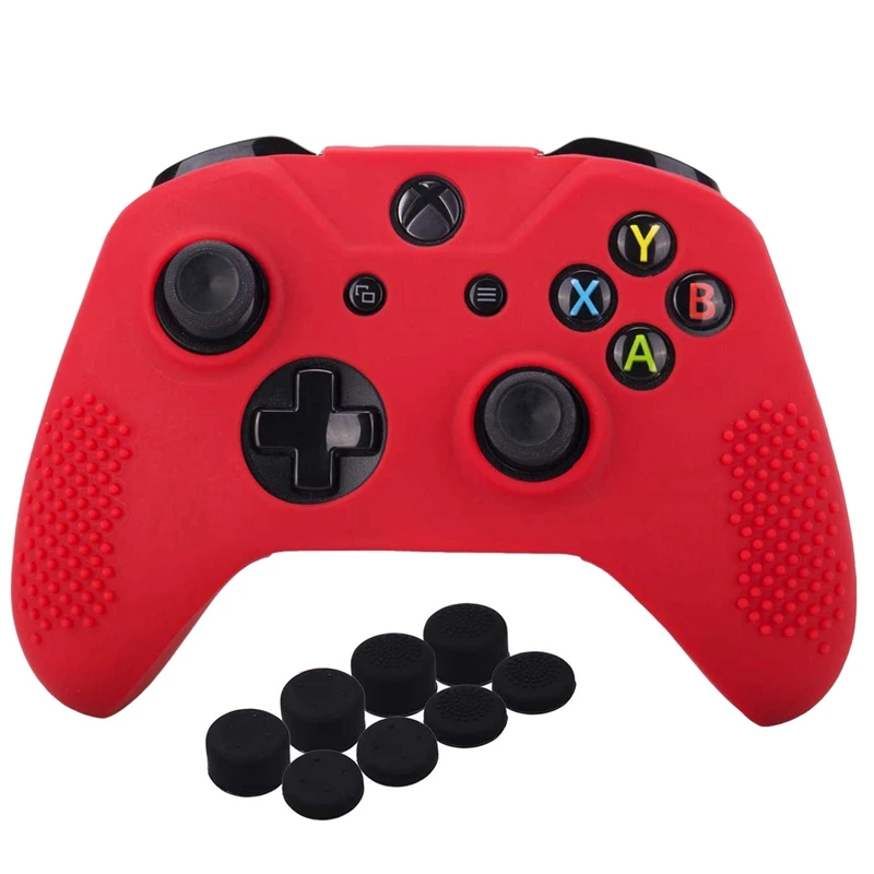 Red Силиконовый чехол с шипами для microsoft Xbox One X и Xbox One S контроллер x 1 с Pro захватами для большого пальца 8 штук - Цвет: Red