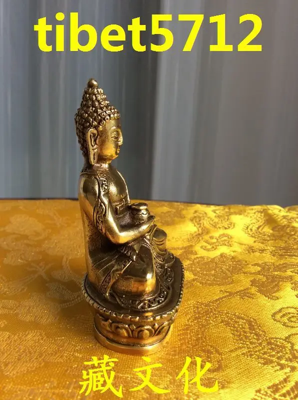 8 см высокая Китайская народная Храмовая бронзовая фигурка amitabha сидящий Будда на