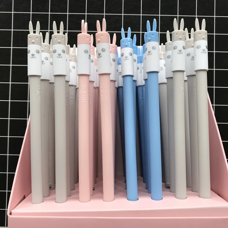 

2pcs/lot Cute Korean Style Rabbit Erasable Gel Pen Rollerball Pen School Office Supply Student Stationery 0.35mm Blue Ink