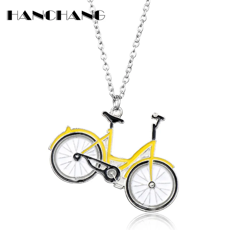 HANCHANG Accessories Poular Shared Bikes OFO Necklace Creative Pendants for Unisex Jewelry Link Chain Two Wheel Collier | Украшения и