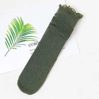 green 7 цветов. Женские новые свободные блестящие носки. Тонкие Серебристые блестящие сетчатые носки. Сексуальные женские Ретро газовые сетчатые носки Sox Meias - Цвет: green