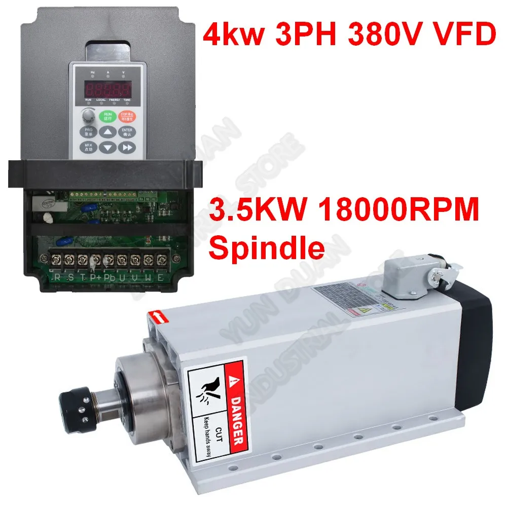 380V 3PH 3.5KW 18000 об/мин ER20 AC вентилятор электродвигателя шпинделя с воздушным