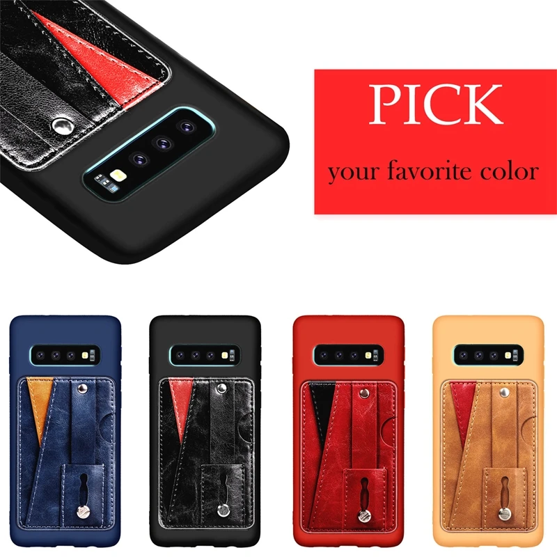 Чехол s10e для Samsung Galaxy s7 edge s8 s9 s10 plus чехол-накладка из искусственной кожи с карманом