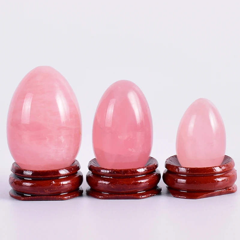 

3 Pcs Undrilled Yoni Eggs Set Natural Rose Quartz Jade Massager Stone Kegel Muscle Exerciser Vaginal Ben Wa Ball Health Care