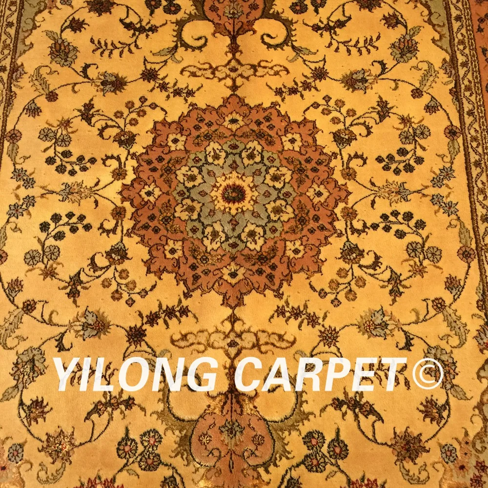 Yilong 4 'x 6' Ручная работа антикварный персидский шерстяной шелковый ковер