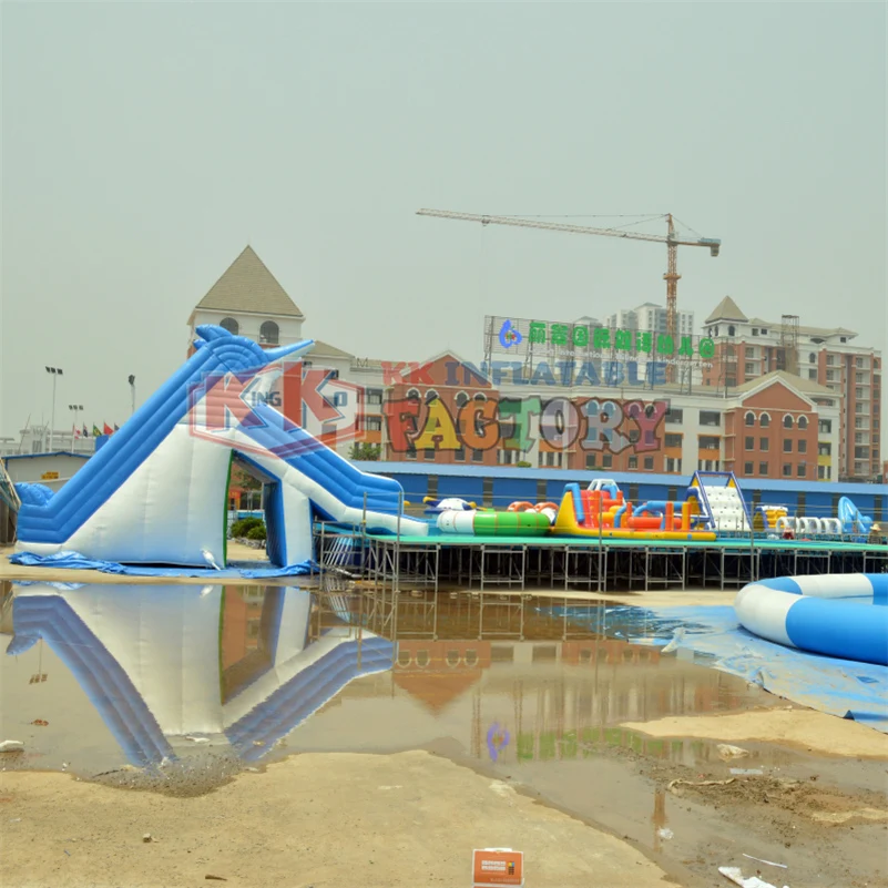 Beste Zwembad Opblaasbare Glijbaan Vreugde Park Vakantie Recreatie Fun Zwembad Park