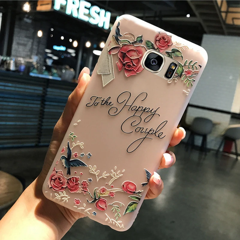 YueTuo матовый чехол для samsung galaxy S7 S 7 силиконовый роскошный 3d Цветочный прозрачный