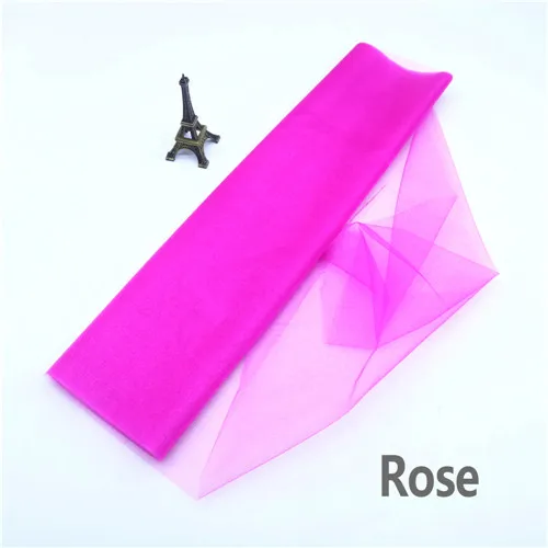 Rose Тюль из органзы с кристаллами, ширина 48 см X 5 м, вечерние принадлежности для мероприятий, украшения свадебного стола, дня рождения, вечеринки для детей - Color: Rose