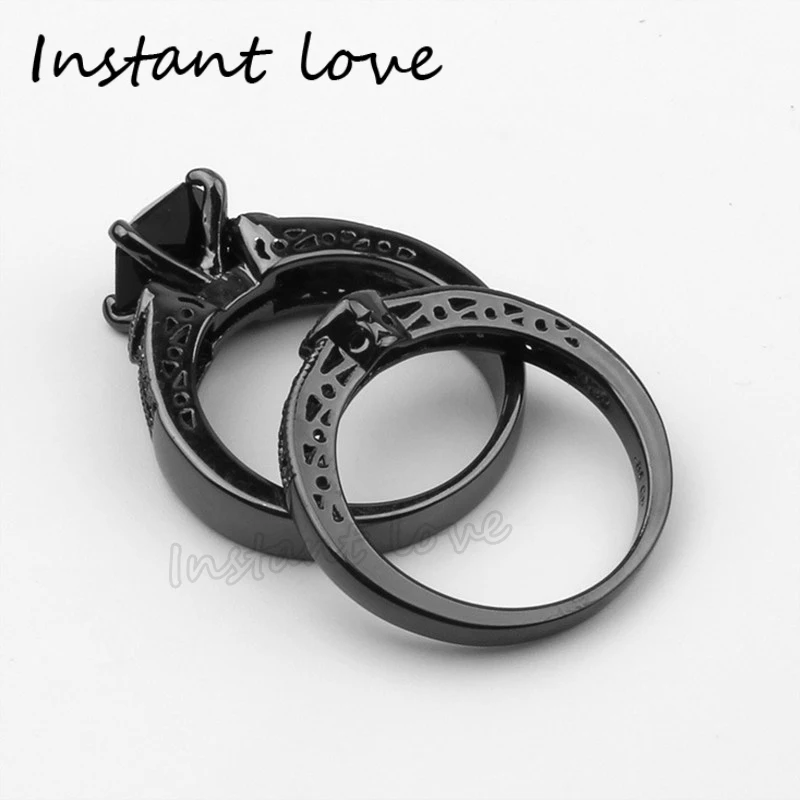 Женское и мужское кольцо в стиле ретро Instant love роскошное из черного золота с