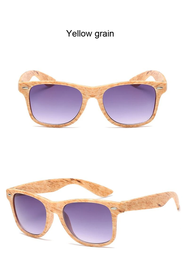 Imitation Wood Shades Women Sunglasses Black Fashion Square Small Frame Vintage Retro Glasses Unisex Oculos Feminino