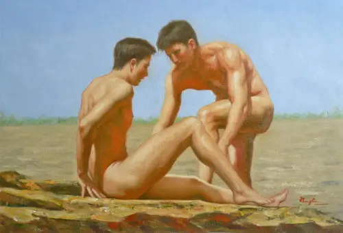 Оригинальная масляная живопись для геев обнаженных мужчин улицы | Дом и сад