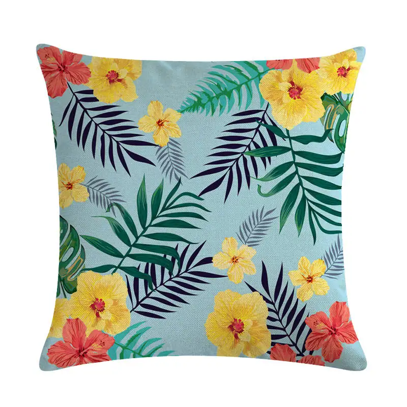 Тропическая декоративная наволочка с принтом кактуса монстеры льняная для