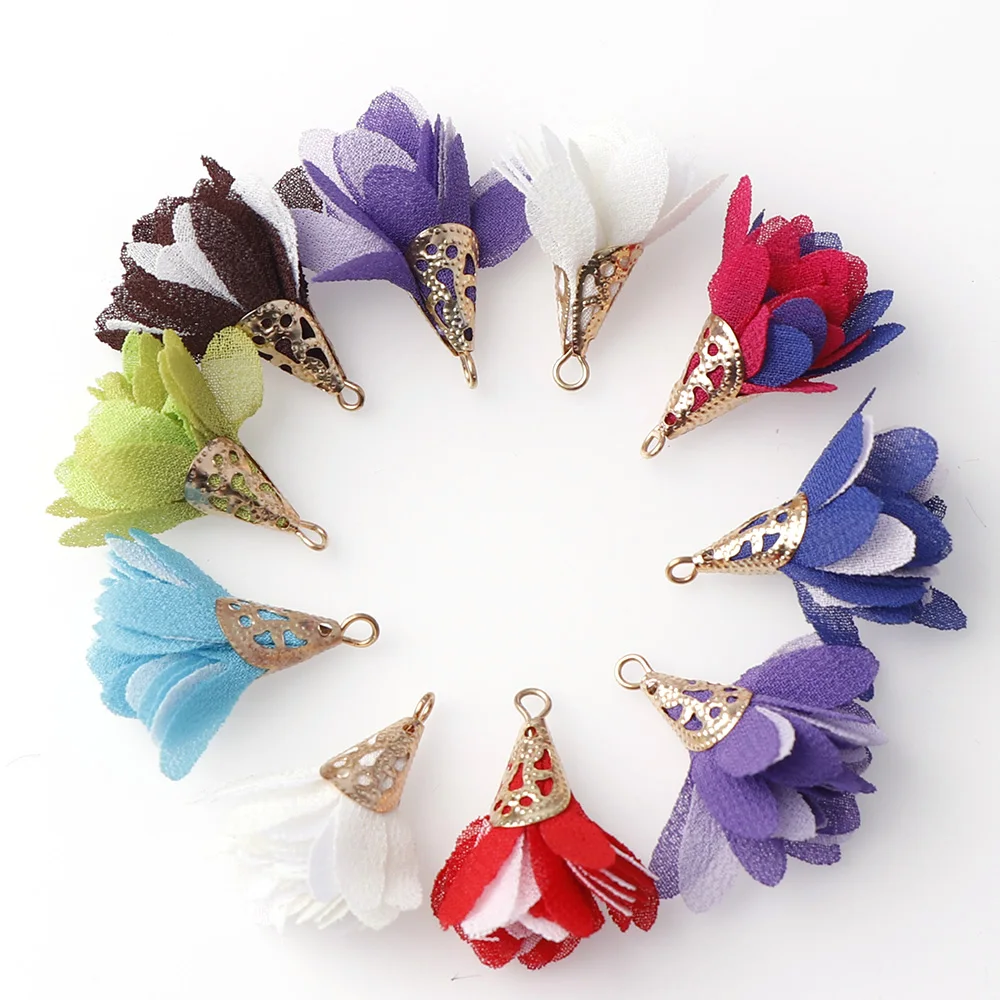 10 шт. Разноцветные серьги подвески из атласной ткани|Ювелирная фурнитура и