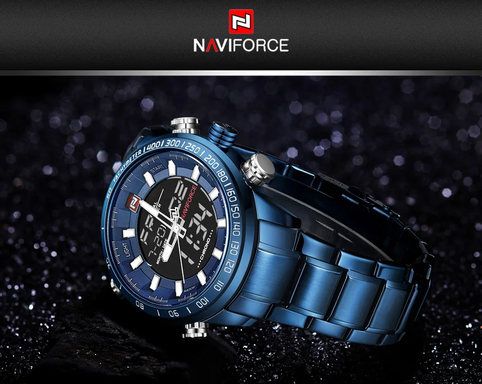Мужские часы люксовый бренд NAVIFORCE армейские военные спортивные часы мужские полностью Стальные кварцевые цифровые аналоговые часы Relogio Masculino