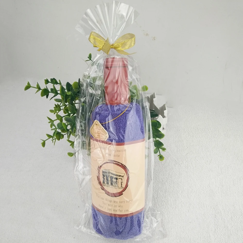 Purple Уникальное мягкое полотенце в форме бутылки красного вина, подарок для ванной, для душа, Хлопковое полотенце для ванной, подарок на свадьбу, подарок для торта - Цвет: Purple