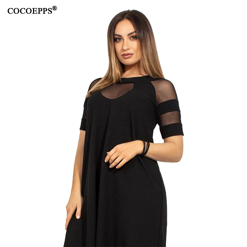 COCOEPPS 5XL 6XL Для женщин летнее платье больших размеров Повседневное пикантные Сетчатое платье Большой размер Элегантный Вечерние платья женская одежда