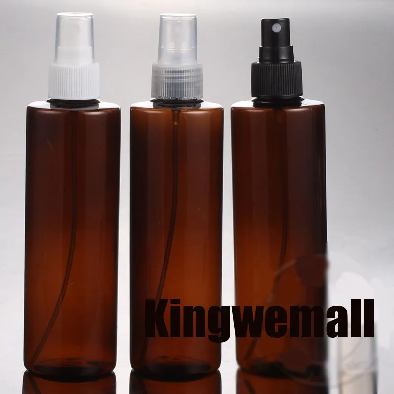 

wholesale 250ml(300pc/lot) Amber round PET empty cosmetic packaging plastic spray pump bottles used for flower water perfume