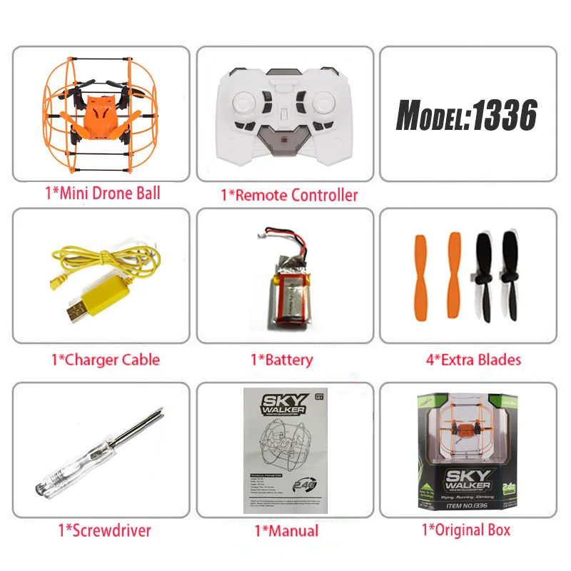 Мини-Дрон мяч Helic Max Sky Walker 2,4 GHz 4CH Fly Ball RC Квадрокоптер 1336 3D флип-ролик Безголовый Дрон RC вертолет игрушки - Цвет: oragngO1