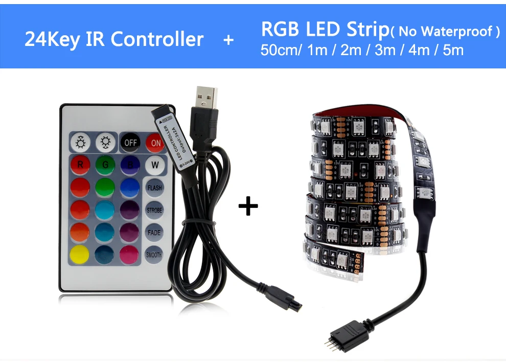 USB Светодиодная лента RGB сменный светодиодный фоновый светильник ing 50 см 1 м 2 м 3 м 4 м 5 м DIY 5 в гибкий светодиодный светильник лента RGB Светодиодная лента 5050