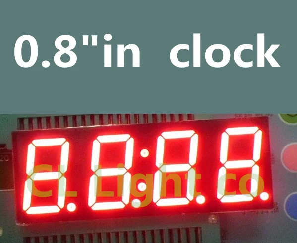 Светодиодный дисплей 0 8 дюйма 8in красные часы 7 семи сегментов 4 бит стандартный
