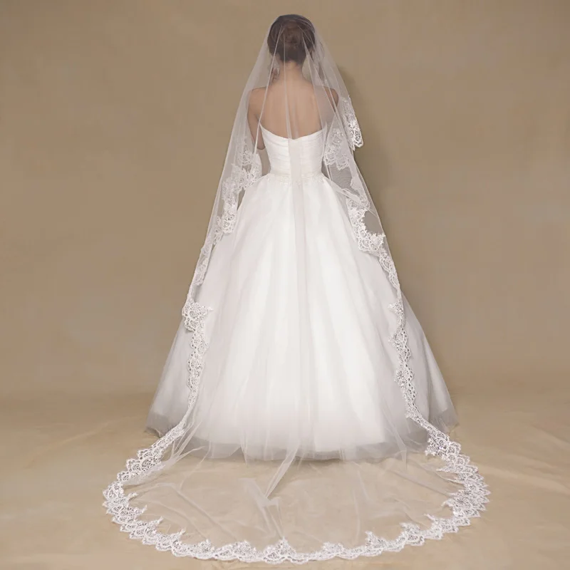 Свадебные аксессуары 2017 тюль с кружевной кромкой длина 3 м кружевная вуаль цвета