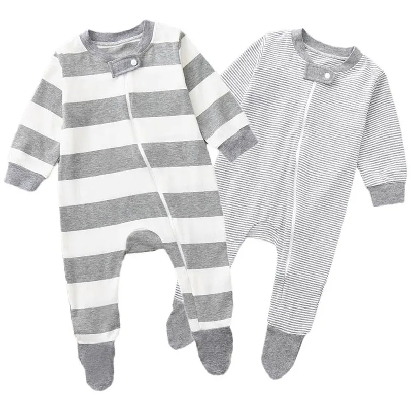 2019 new Newborn Baby Girls Boys Long Sleeve Zipper Packs Stripe Romper Jumpsuit Clothes fashion design #4m19 | Детская одежда и