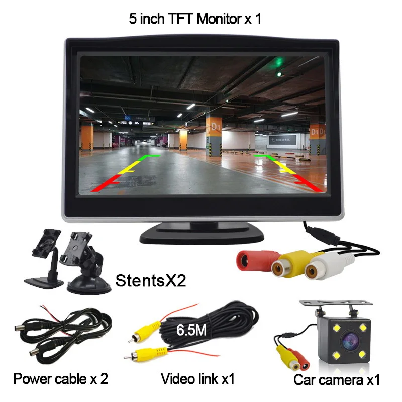 5 inch plus camera HD Автомобильный монитор заднего вида, Автомобильная камера заднего вида, камера заднего вида, автомобильные электронные датчики парковки - Цвет: 5 inch plus camera