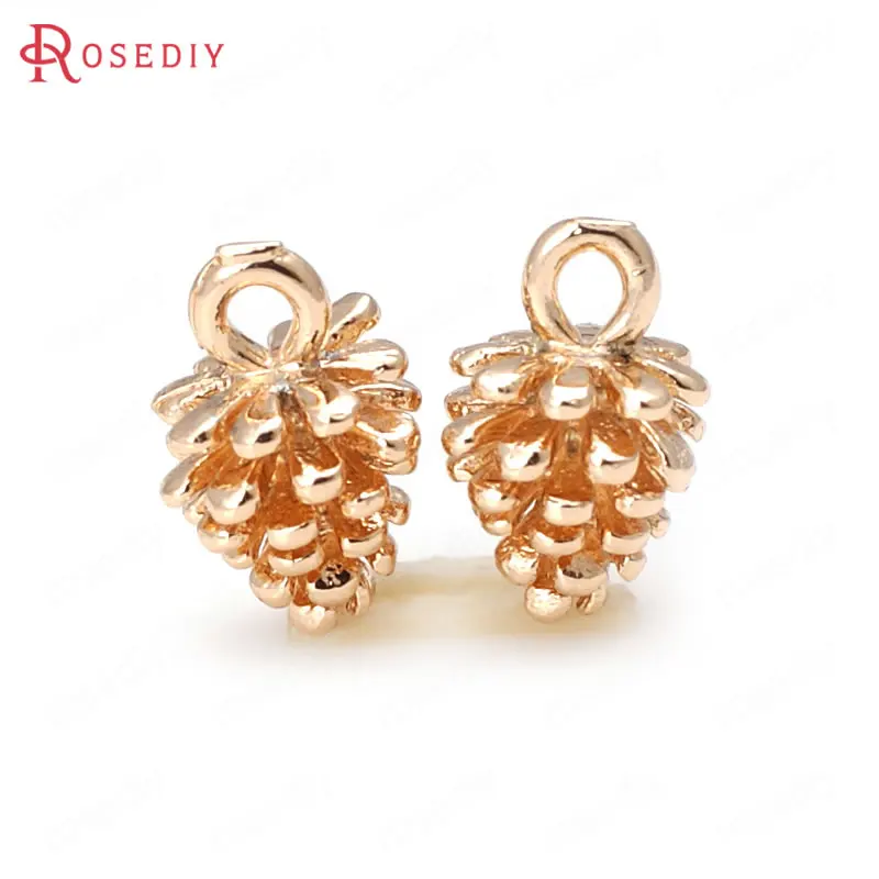 6PCS 8x12MM 24K Champagne Gold Color Plated Brass Small Pinecone Charms High Quality Diy Jewelry Accessories | Украшения и