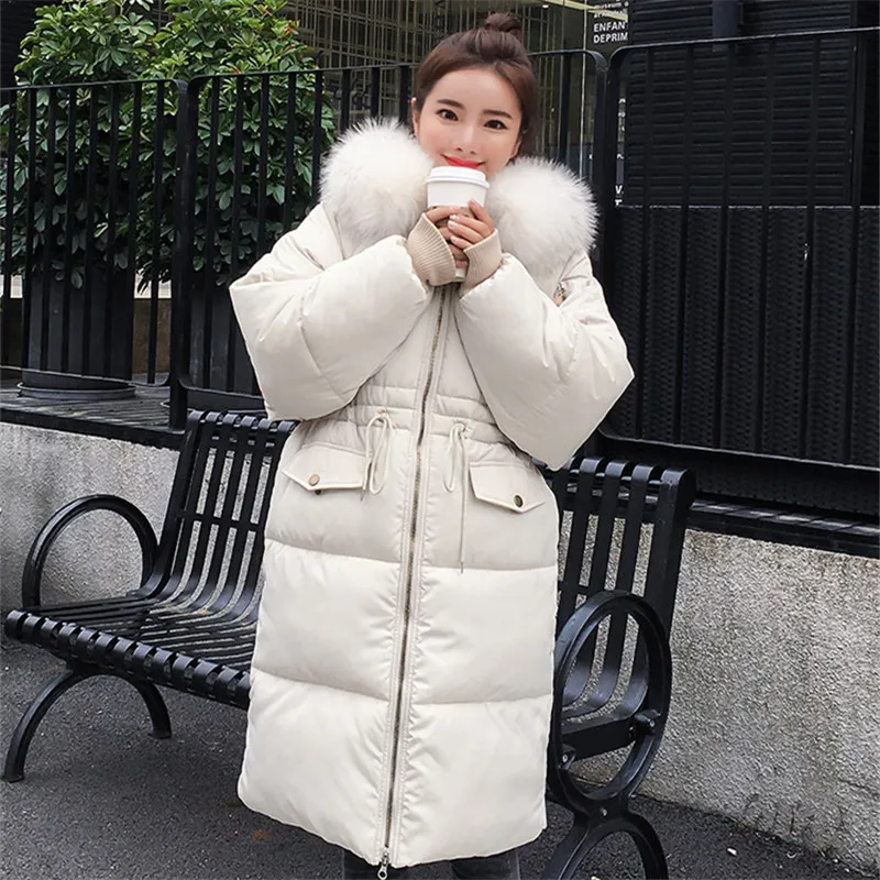 Women Winter Bread Service Down Cotton Long Jacket Fur Collar Hooded 2018 Korean Trend Thickening Warm Female Clothes | Женская одежда