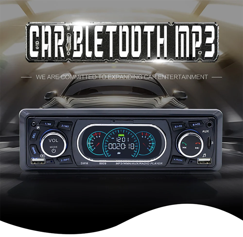Podofo Bluetooth 1Din стерео аудио в тире MP3 радио Поддержка USB/TF/AUX/FM приемник с пульта