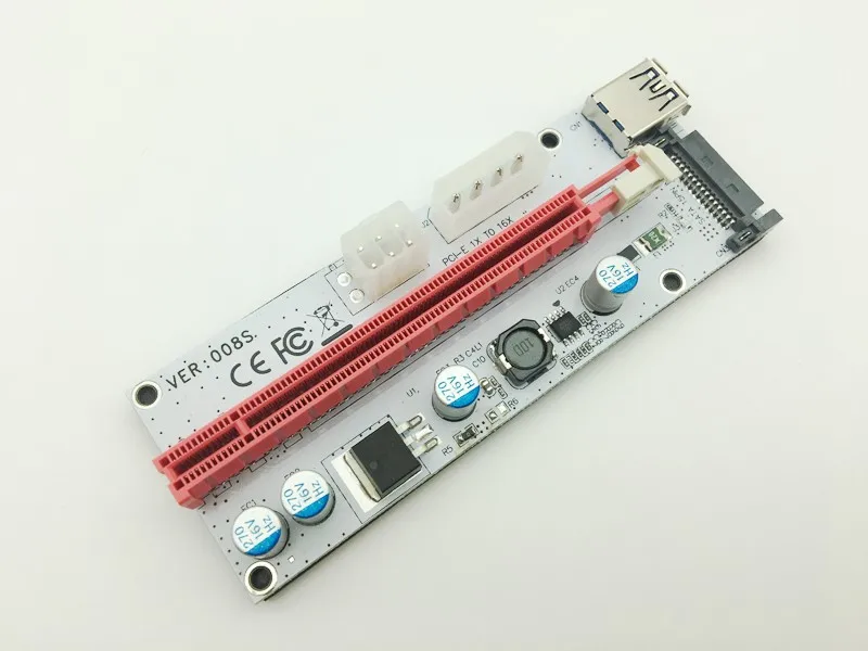 VER008S 3в1 Molex Power 60 см PCI E Riser Card 4pin 6pin Sata Express 1x до 16x удлинитель для майнинга