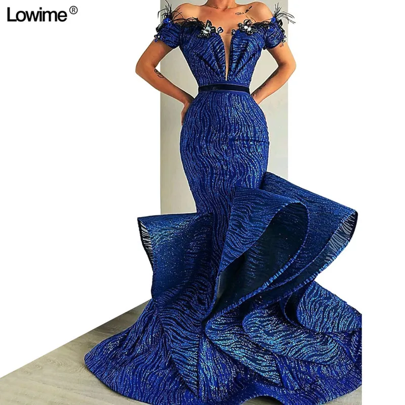 

African Off The Shoulder Mermaid Abiye Gece Elbisesi V-Neck Backless Women Prom Evening Dresses Abendkleider 2019