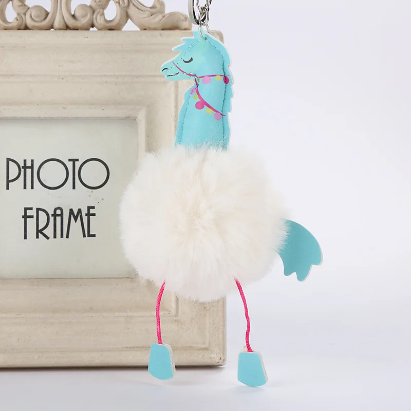 Пушистый Альпака кулон-брелок для автомобиля Помпон Мяч брелок девочек помпон ПУ