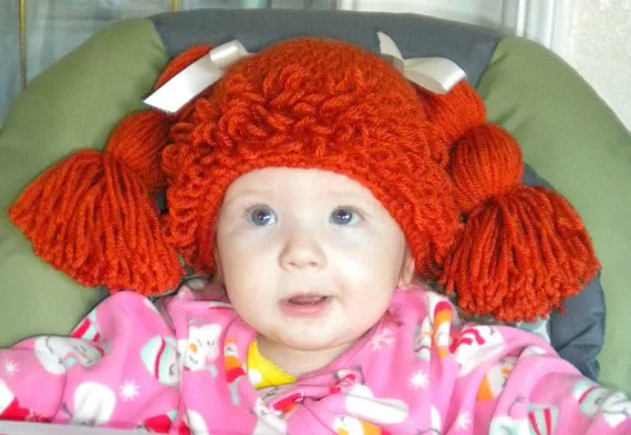 Wig Hat Photo Prop Photography Cabbage Patch Pony Tail Braided Costume Handmade Gift Crochet | Детская одежда и обувь