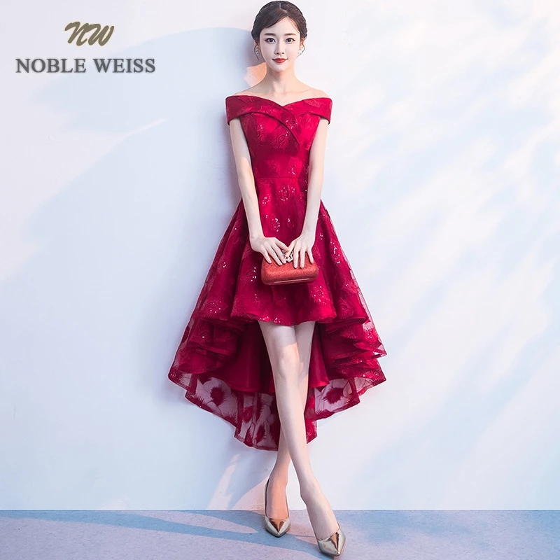 NOBLE WEISS Elegant Sweetheart Prom Gowns Asymmetrical Formal Evening Gown Lace Dress Free Shipping | Свадьбы и торжества