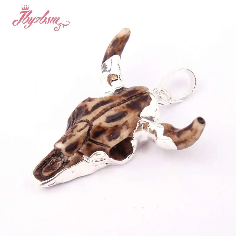 

10x22mm Fashion Horn Cow Head Charm Necklaces & Pendants For Jewelry Making Design Findings Amulet Good Luck Powder Resin DIY
