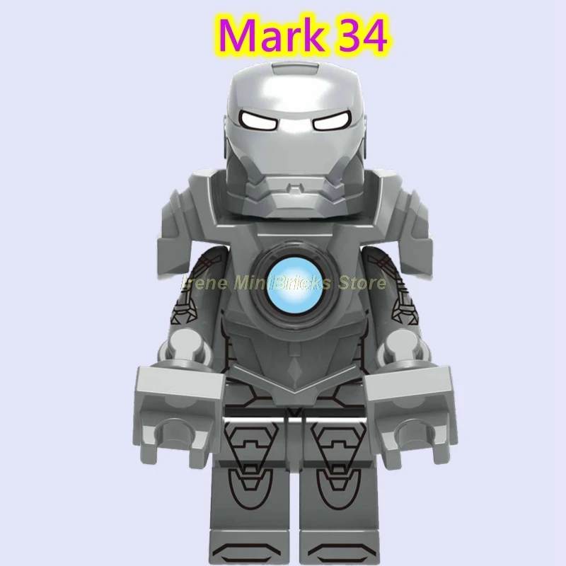 Mark 34 Тони Старк Железный человек Марк 85 эндшпиль Marvel мстители Супер Герои фигурки перец Железный человек строительные блоки кирпичи игрушки для детей - Цвет: Mark 34