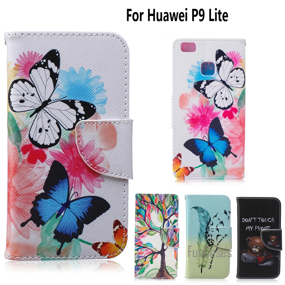 Чехол бумажник чехол для fundas huawei P9 Lite coque 5 2 дюймов + подставка держатель карт