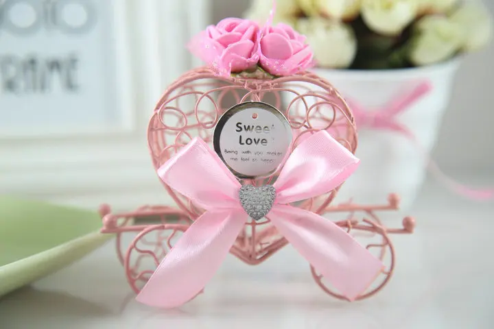 Розовые металлические коробки для конфет в виде тыквы шоколада подарочные