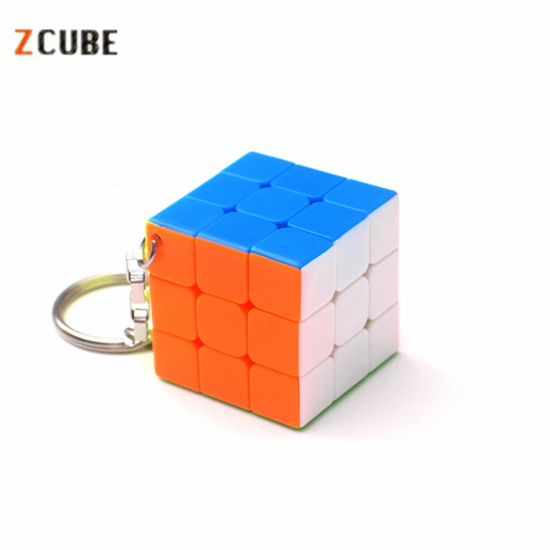 Colorful Zcube 30 мм цепочка для ключей Волшебные кубики 3x3x3 куб головоломка Творческий куб повесить аксессуары Развивающие игрушки для детей-красочные - Цвет: Colorful