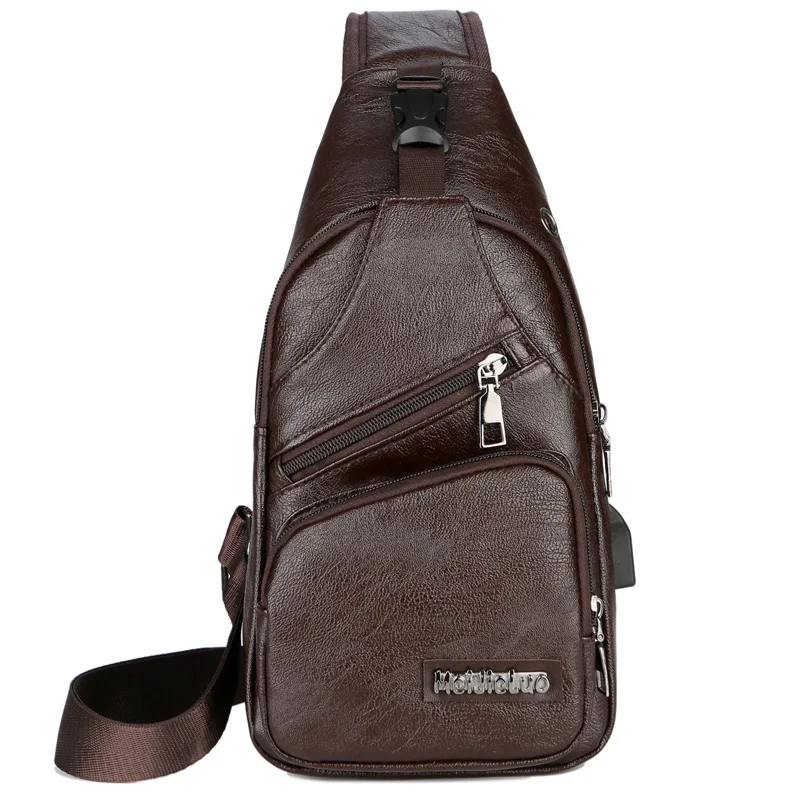 Мужская сумка через плечо из искусственной кожи с usb-зарядкой защитой от кражи