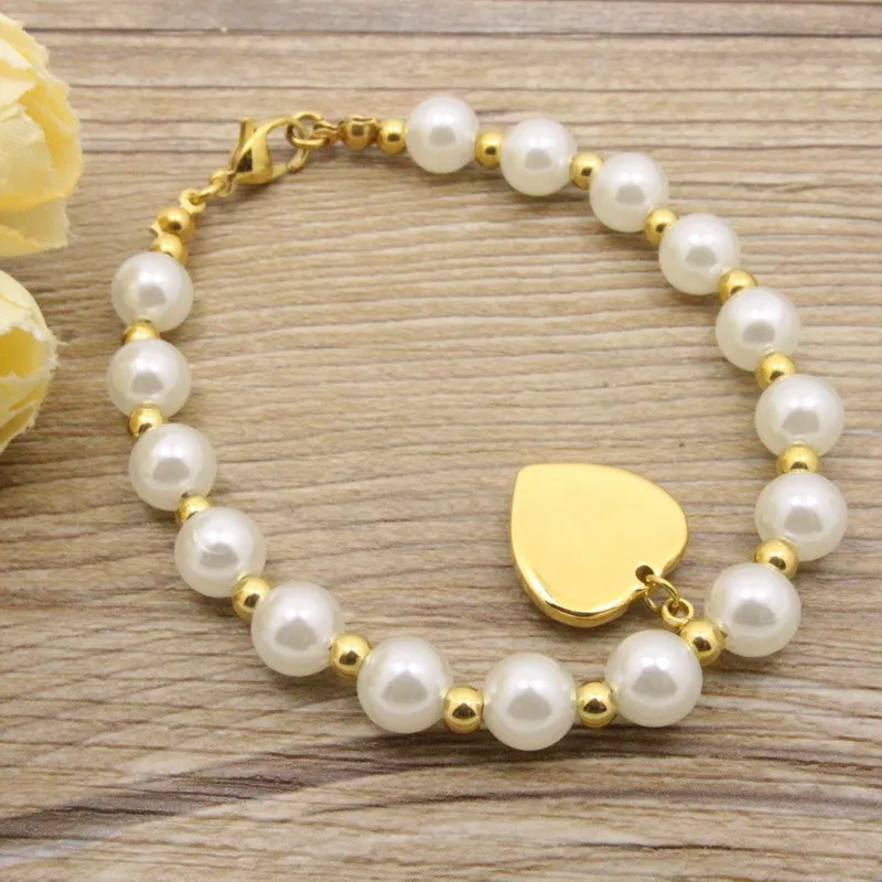 Набор винтажных ювелирных изделий из нержавеющей стали с жемчугом браслет