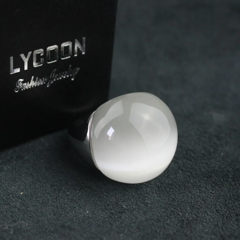 Модное высококачественное женское кольцо LYCOON с опалами из нержавеющей стали 316L