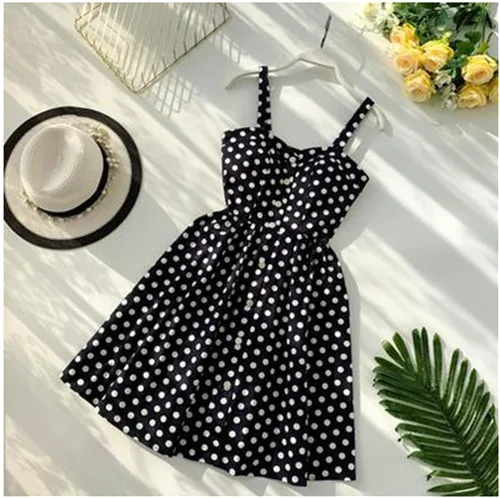 6 Boho винтажное Короткое мини-платье с цветочным принтом на бретельках, вечерние повседневные женские пляжные ретро платья в горошек - Цвет: 6