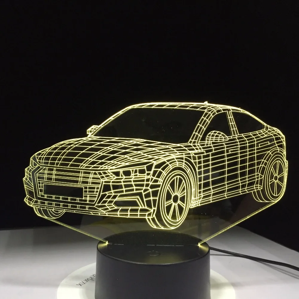 Авто Форма 3D лампа 5В USB 3AAA Батарея светодиодный ночной Светильник акриловый дети