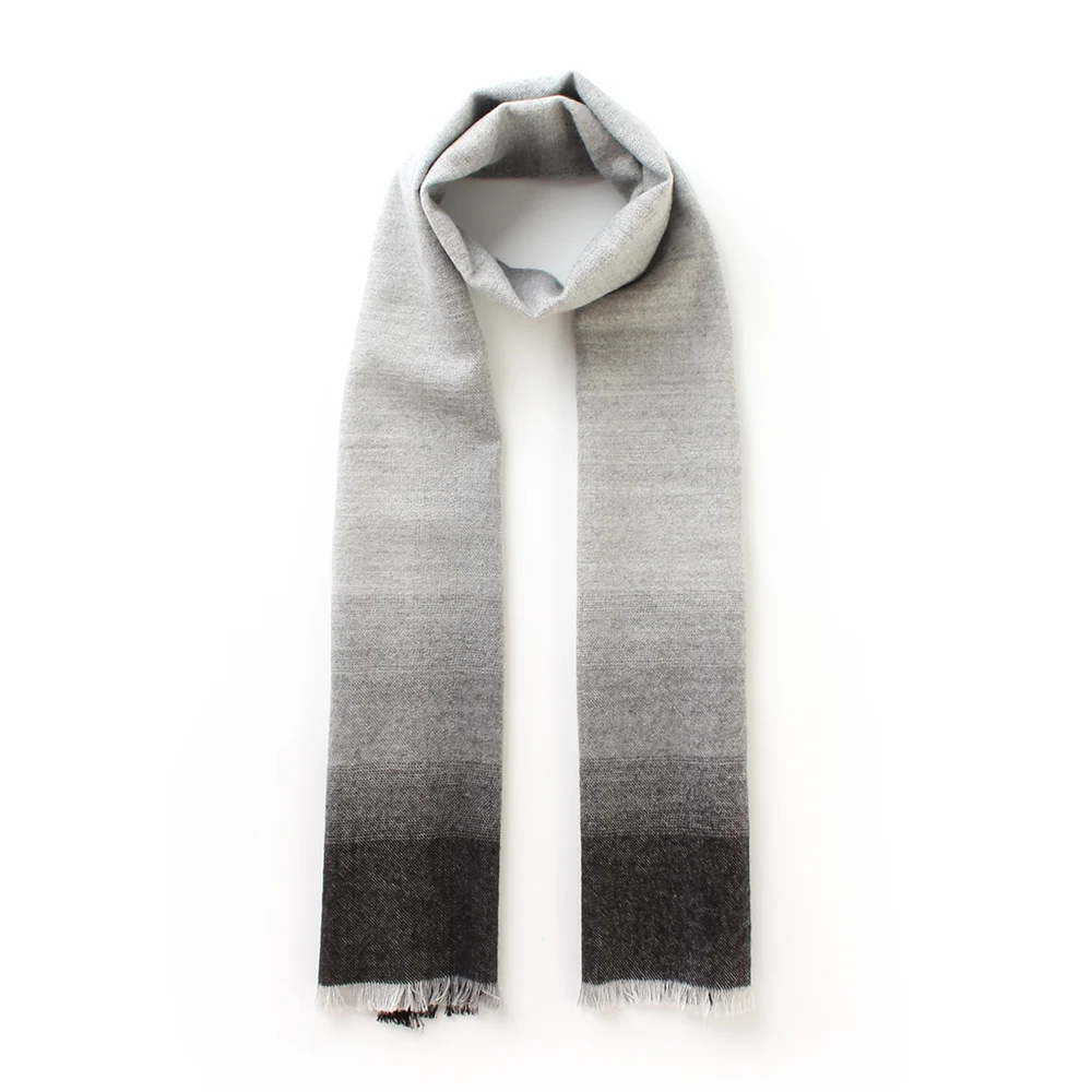[BQACCES] градиентные серые цветные натуральные шерстяные шарфы для женщин и мужчин